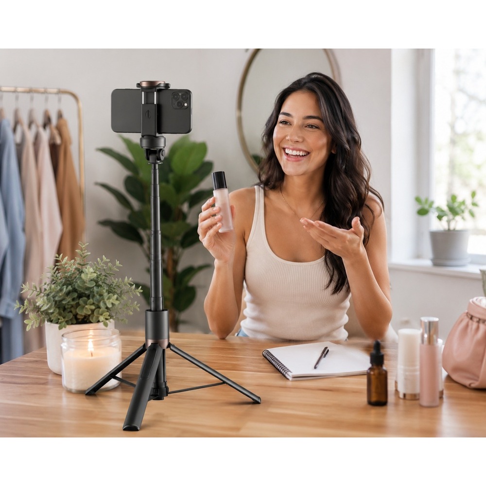 TONEOF 60" Cell Phone Selfie Stick Tripod Stand Wireless Remote Black‎ New